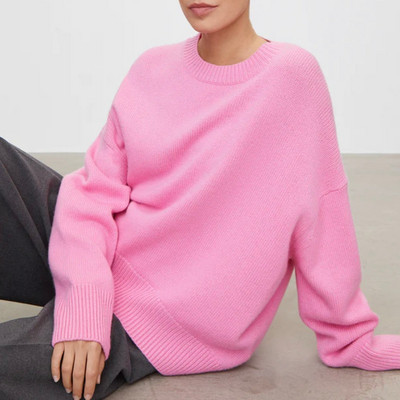 Hirsionsan Oversized Κασμίρ Φθινοπωρινό χειμερινό πουλόβερ Γυναικεία μόδα Βασικό πλεκτό πουλόβερ Chic Soft Loose Casual Γυναικείο πουλόβερ