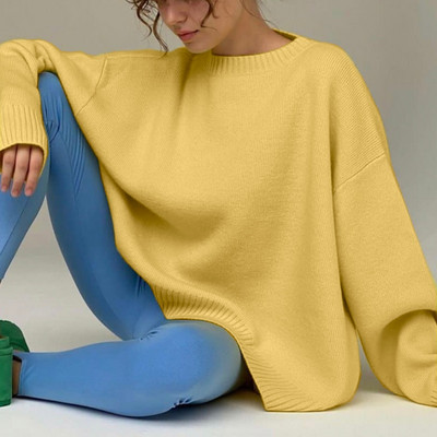 Hirsionsan Oversized Κασμίρ Φθινοπωρινό χειμερινό πουλόβερ Γυναικεία μόδα Βασικό πλεκτό πουλόβερ Chic Soft Loose Casual Γυναικείο πουλόβερ