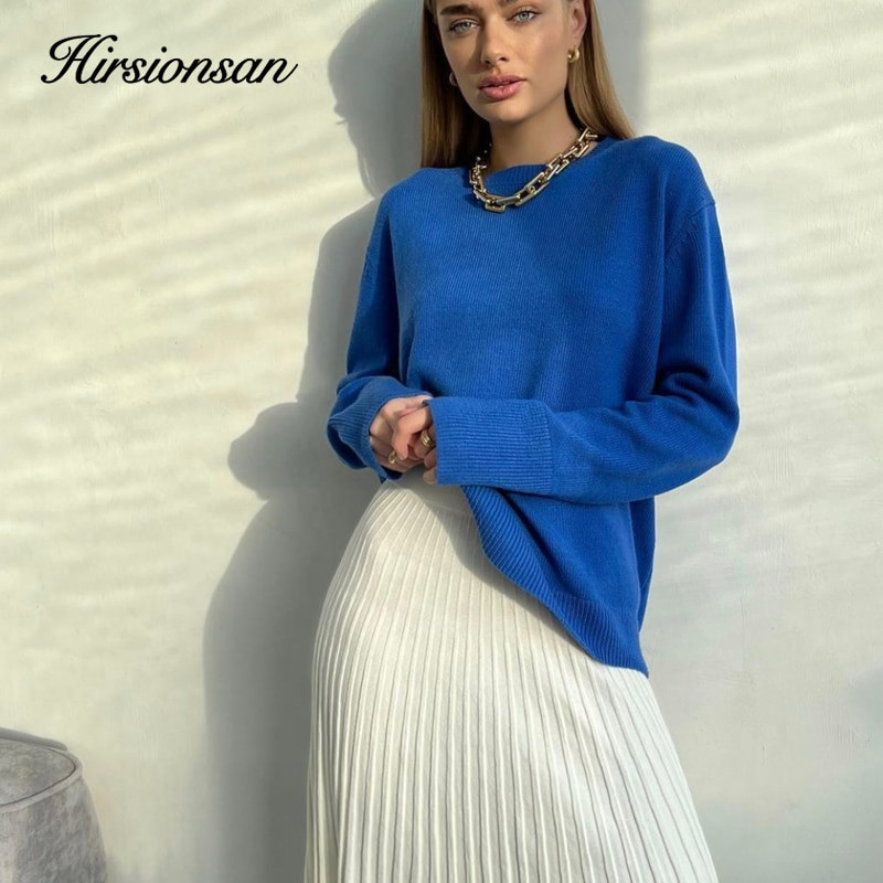 Hirsionsan Oversized Κασμίρ Φθινοπωρινό χειμερινό πουλόβερ Γυναικεία μόδα Βασικό πλεκτό πουλόβερ Chic Soft Loose Casual Γυναικείο πουλόβερ