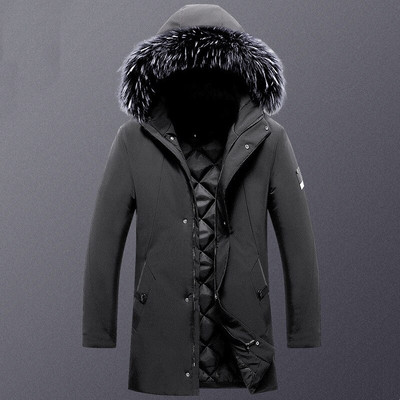 Muška zimska bijela jakna s pačjim puhom Gornja odjeća Kaputi otporni na vjetar Krzneni ovratnik s kapuljačom Deblje parke Tople perje jakne Plus veličina 5XL