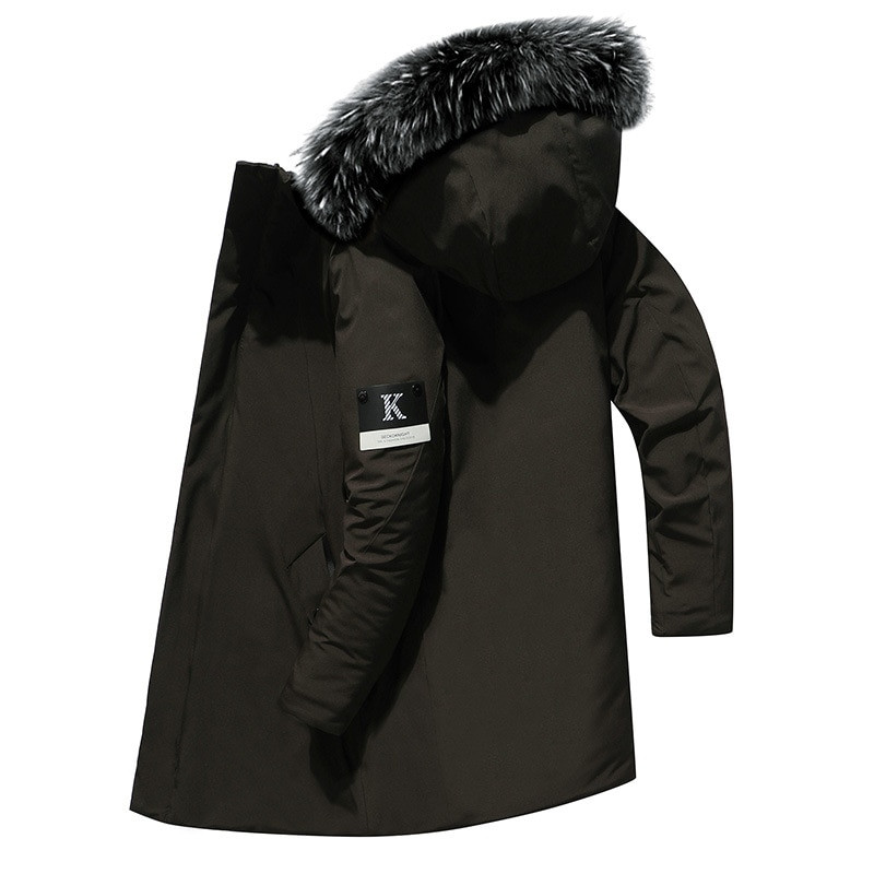 Muška zimska bijela jakna s pačjim puhom Gornja odjeća Kaputi otporni na vjetar Krzneni ovratnik s kapuljačom Deblje parke Tople perje jakne Plus veličina 5XL