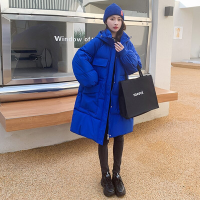 Ležerna sportska pamučna odjeća Ženska 22 nova zadebljana srednje duga jakna s velikim džepovima i široka korejska verzija do struka s kapuljačom