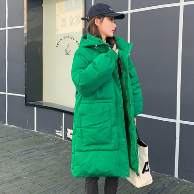 Ležerna sportska pamučna odjeća Ženska 22 nova zadebljana srednje duga jakna s velikim džepovima i široka korejska verzija do struka s kapuljačom