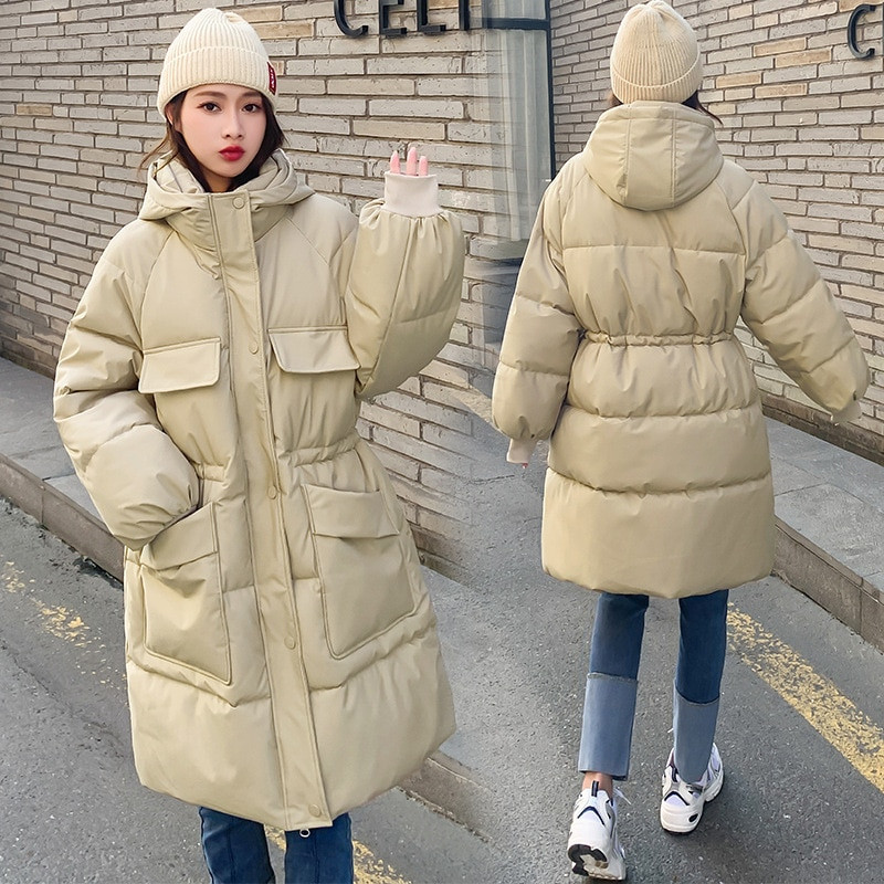Ležerna sportska pamučna odjeća Ženska 22 nova zadebljana srednje duga jakna s velikim džepovima i široka korejska verzija do struka s kapuljačom