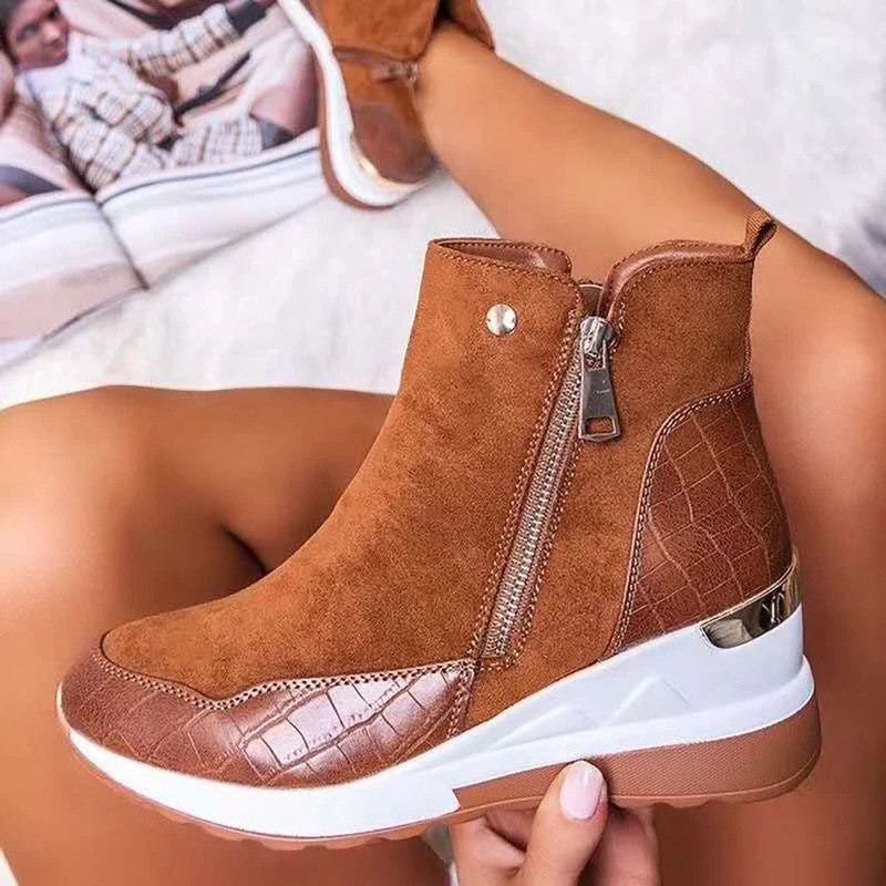 2020. gada ziemas Sniega zābaki Sieviešu ziemas apavi ar rāvējslēdzēju, silti plīša aukstai ziemai Modei Sieviešu zābaki Sweet Ladies Brand Ankle Botas