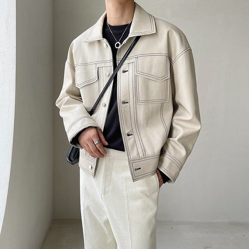 Melns bēšs ādas jaka vīriešu modes gadījuma lielizmēra motociklistu jakas Vīriešu ielas apģērbi brīvi hip-hop bomber jaka vīriešiem