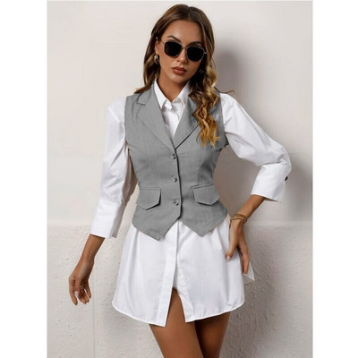 Sieviešu uzvalku veste Modes ikdienas jaka bez piedurknēm vasaras veste atloks Svinīga sieviešu veste