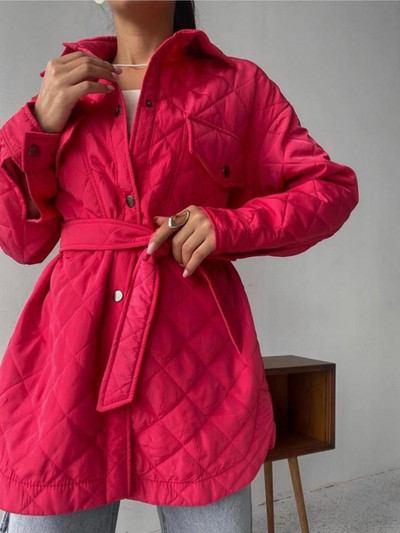 Γυναικεία Χειμερινά Παλτό Ζεστά Πράσινα Casual Μακριά Βαμβακερά Παλτό Γυναικεία Χειμώνας 2022 Νέα Φαρδιά Με Ζώνη Μακριά Παχύ Πάρκα Γυναικεία