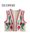 DUOPERI női divat, virágmintás, vágott kabátmellény kabát nélkül, női mellény felsők felsőruházat Mujer