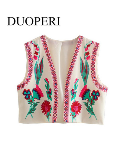 DUOPERI női divat, virágmintás, vágott kabátmellény kabát nélkül, női mellény felsők felsőruházat Mujer