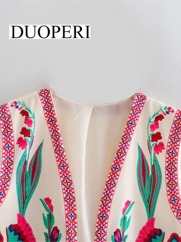 DUOPERI női divat, virágmintás, vágott kabátmellény kabát nélkül, női mellény felsők felsőruházat Mujer