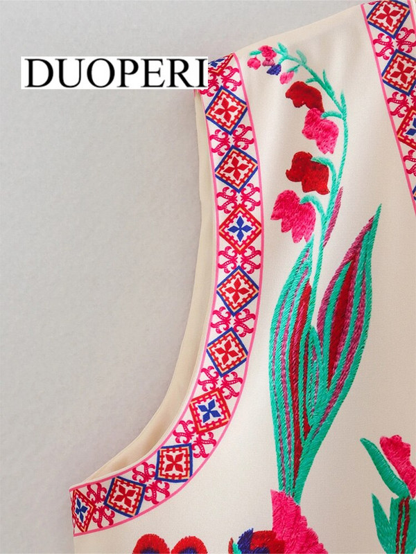 DUOPERI női divat, virágmintás, vágott kabátmellény kabát nélkül, női mellény felsők felsőruházat Mujer