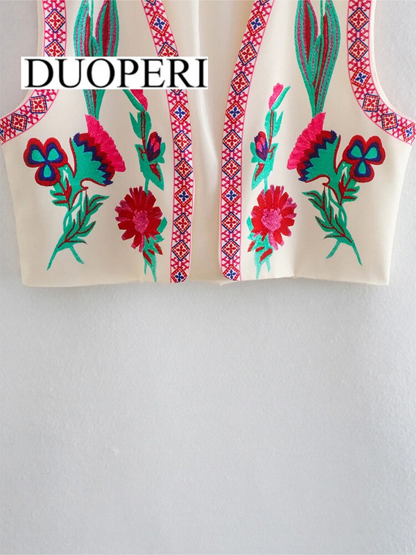 DUOPERI női divat, virágmintás, vágott kabátmellény kabát nélkül, női mellény felsők felsőruházat Mujer