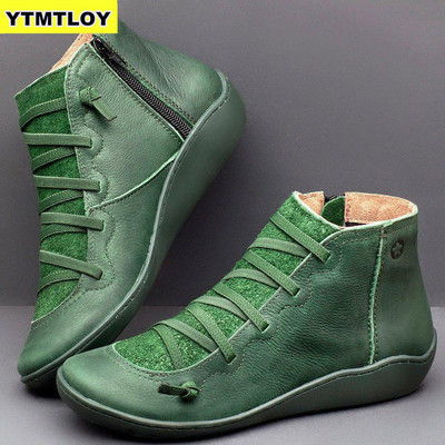 Sieviešu PU ādas puszābaki Sieviešu rudens ziemas krosa siksniņa vintage punk zābaki plakani sieviešu apavi sieviete Botas Mujer