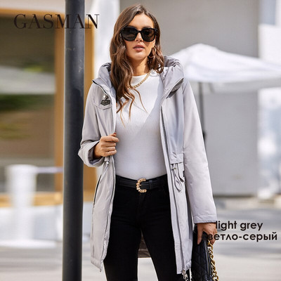 GASMAN sieviešu mētelis 2022. gada pavasara augstas kvalitātes vidēja garuma parka sieviešu plānā jaka vēja necaurlaidīga kokvilnas ikdienas sporta apģērbs 8249