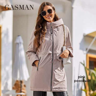 GASMAN sieviešu mētelis 2022. gada pavasara augstas kvalitātes vidēja garuma parka sieviešu plānā jaka vēja necaurlaidīga kokvilnas ikdienas sporta apģērbs 8249