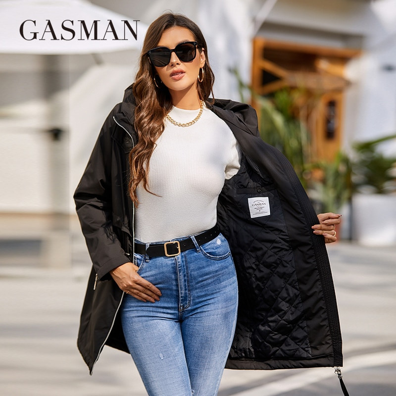 GASMAN sieviešu mētelis 2022. gada pavasara augstas kvalitātes vidēja garuma parka sieviešu plānā jaka vēja necaurlaidīga kokvilnas ikdienas sporta apģērbs 8249