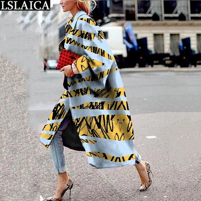 Ikdienas Trench Mētelis Sievietēm Rudens Ziemas Modes Apdruka Brīvs, Silts Garš Mētelis S-5XL Sieviešu ielas stila mēteļi