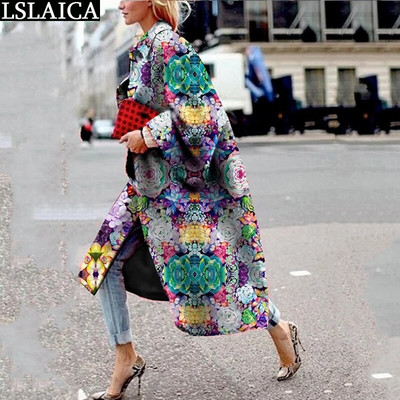 Ikdienas Trench Mētelis Sievietēm Rudens Ziemas Modes Apdruka Brīvs, Silts Garš Mētelis S-5XL Sieviešu ielas stila mēteļi