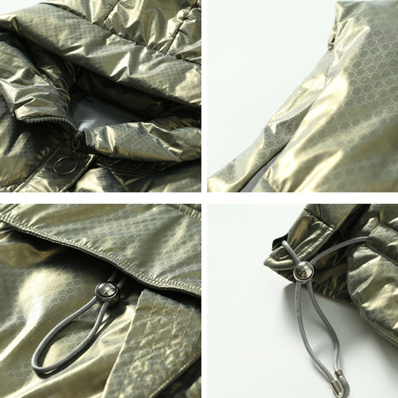 Streetwear sieviešu jaka bez garām piedurknēm glancēta sieviešu ziemas stepēta veste ar kapuci lielām kabatām Sieviešu veste ar rāvējslēdzēju