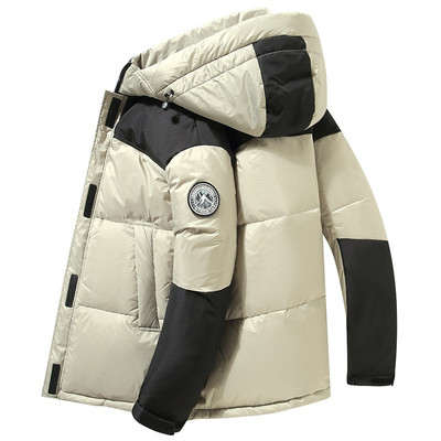 Ziemas jauns vīriešu sieviešu ikdienas dūnu jaka ar kapuci Bieza silta vīriešu apģērba balts pīļu dūnu mētelis, moderns ar cepuri parkas