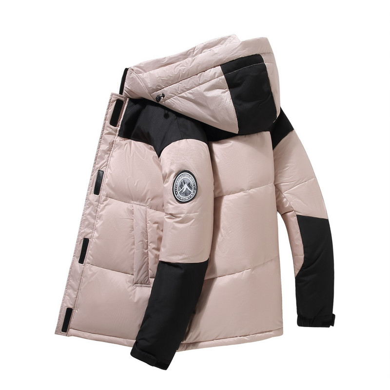 Ziemas jauns vīriešu sieviešu ikdienas dūnu jaka ar kapuci Bieza silta vīriešu apģērba balts pīļu dūnu mētelis, moderns ar cepuri parkas