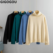 GIGOGOU Υψηλής ποιότητας Oversized Χαλαρό Φθινοπωρινό Χειμώνα Γυναικείο πουλόβερ με ζιβάγκο Μόδα Πλεκτό Ζεστό πουλόβερ Γυναικείο πουλόβερ