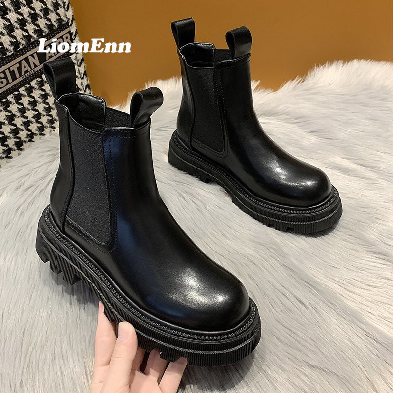 Rudens ziemas Chelsea zābaki sievietēm, 2022. gada platforma, brūni melni bēši balti puszābaki sievietēm, īsi, kupli, gotikas stila apavi