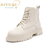 Marton Μπότες Γυναικεία βρετανικό στιλ Χειμώνας 2022 Νέα γυναικεία  με κορδόνια Μπότες Chelsea Γυναικείες μπότες με χοντρή γούνα