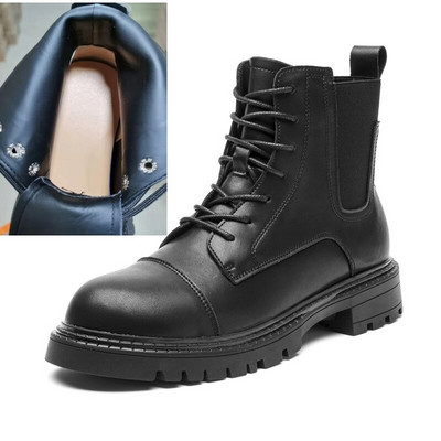 Marton Μπότες Γυναικεία βρετανικό στιλ Χειμώνας 2022 Νέα γυναικεία  με κορδόνια Μπότες Chelsea Γυναικείες μπότες με χοντρή γούνα