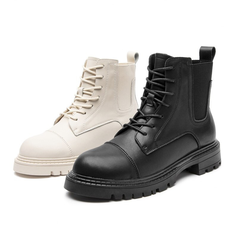 Marton Μπότες Γυναικεία βρετανικό στιλ Χειμώνας 2022 Νέα γυναικεία  με κορδόνια Μπότες Chelsea Γυναικείες μπότες με χοντρή γούνα