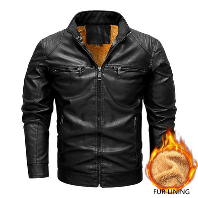 Vīriešu kažokādas Motocikls Ikdienas mākslīgās PU ādas jaka Vīriešu statīvs apkakle brūns mētelis pavasara rudens lielizmēra Ropa De Hombre plāns mētelis 6XL