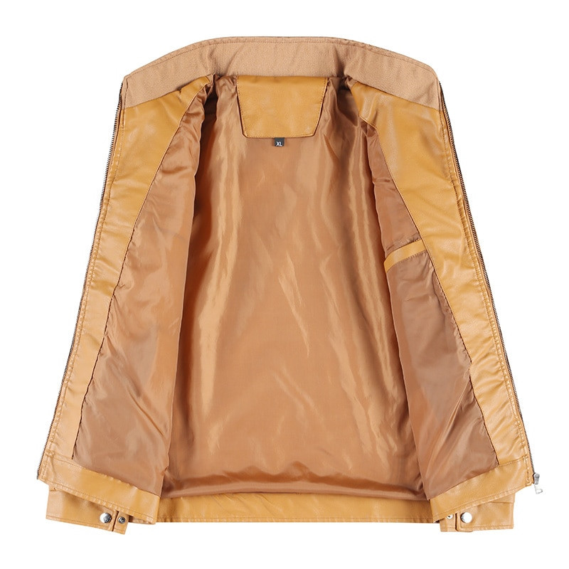 Vīriešu kažokādas Motocikls Ikdienas mākslīgās PU ādas jaka Vīriešu statīvs apkakle brūns mētelis pavasara rudens lielizmēra Ropa De Hombre plāns mētelis 6XL