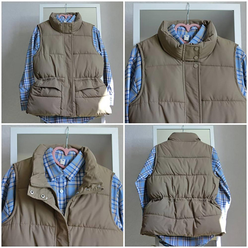 Vielleicht jauna rudens veste Chalecos Para Mujer ziemas veste sievietēm, īsā veste, jauna korejiešu apkakle, kokvilnas veste, sieviešu