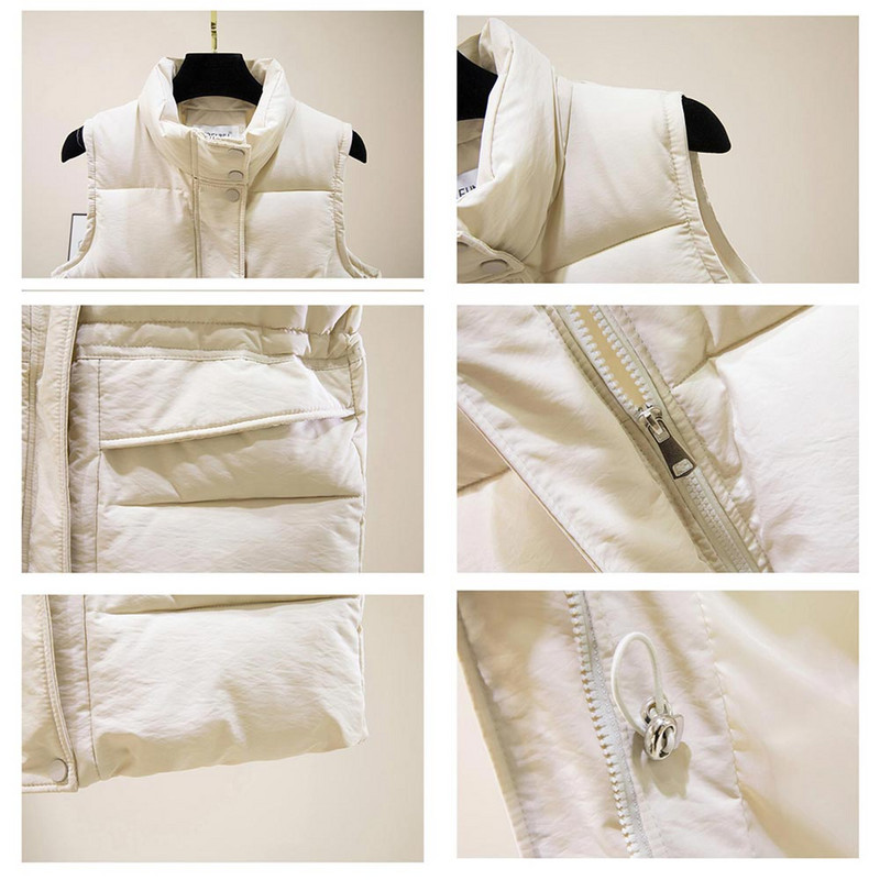 Vielleicht jauna rudens veste Chalecos Para Mujer ziemas veste sievietēm, īsā veste, jauna korejiešu apkakle, kokvilnas veste, sieviešu