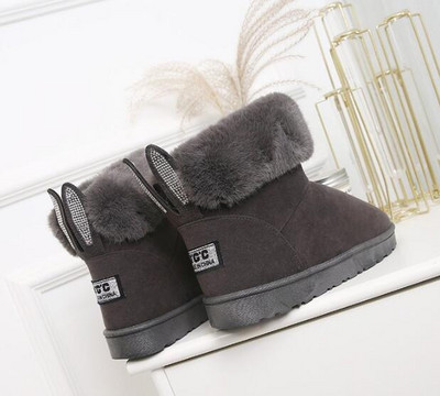 Sieviešu puszābaki Sieviešu zābaki  zīmola ziemas apavi Silti, melni, apaļi purngals ikdienas sieviešu sniega zābaki