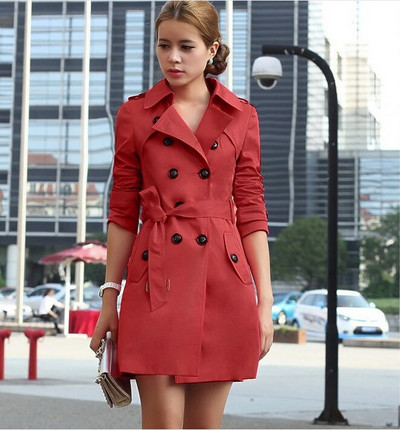 Sieviešu rudens mētelis Eiropas un skaista sieviešu stila mētelis sieviešu vidēja garuma jostas vējjaka