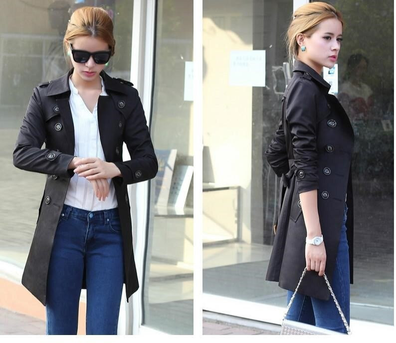 Sieviešu rudens mētelis Eiropas un skaista sieviešu stila mētelis sieviešu vidēja garuma jostas vējjaka