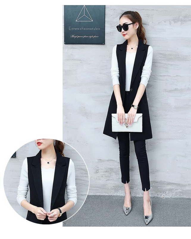 Klasiska gara veste sieviešu elegants uzvalks veste pavasara rudens jakas bez piedurknēm Virsdrēbes Biroja dāmu plānā veste 2022