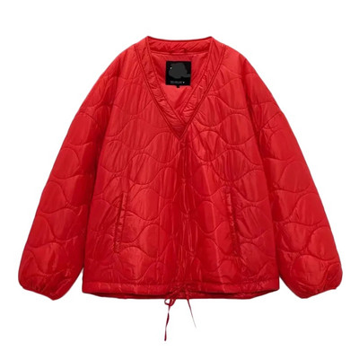 2023 Γυναικεία Μόδα Διαμάντι Καρό Χαλαρή Επένδυση Λεπτό Vintage Βαμβακερό Μπουφάν Γυναικείο Μπουφάν με Μακρυμάνικο Τσέπη Κομψή μπλούζα