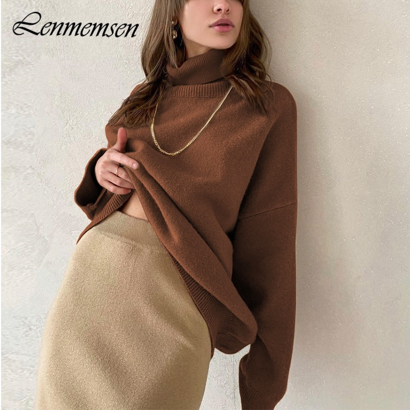 Lenmemsen ziemas brīvs trikotāžas džemperis sievietēm ikdienas džemperis ar garām piedurknēm, vienkrāsains sieviešu džemperis, moderns kašmira džemperis