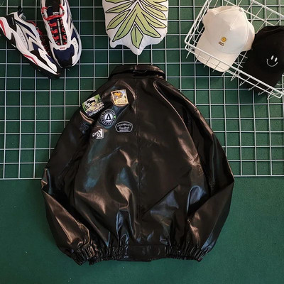 Vīriešu pavasara melna, mīksta mākslīgās ādas jaka 2022. gada vīriešu hiphopa jaka, ādas lielizmēra ielu apģērbi, kabatas Moto motociklistu punk apģērbi