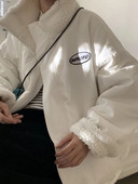 Liela jaka Sieviešu ziemas silts mētelis Sieviešu apģērbs Abas jēra puses samta kokvilnas apģērbi sieviešu modes rāvējslēdzēja augšdaļa Abrigo Mujer