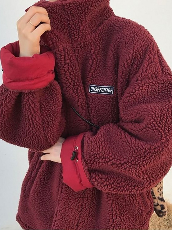 Liela jaka Sieviešu ziemas silts mētelis Sieviešu apģērbs Abas jēra puses samta kokvilnas apģērbi sieviešu modes rāvējslēdzēja augšdaļa Abrigo Mujer