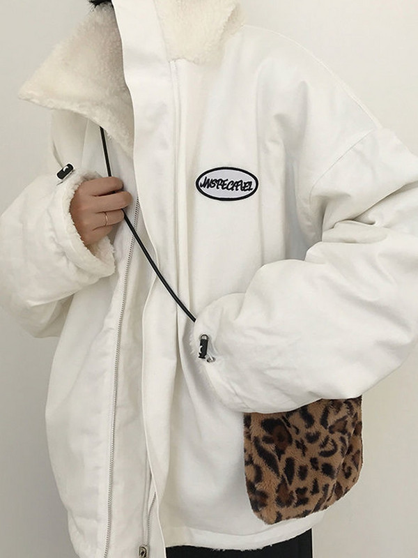 Liela jaka Sieviešu ziemas silts mētelis Sieviešu apģērbs Abas jēra puses samta kokvilnas apģērbi sieviešu modes rāvējslēdzēja augšdaļa Abrigo Mujer