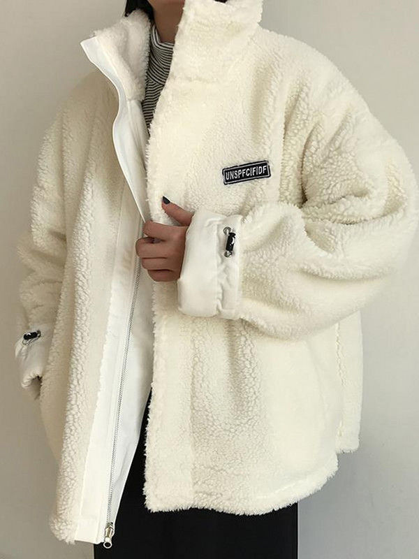 Liela jaka Sieviešu ziemas silts mētelis Sieviešu apģērbs Abas jēra puses samta kokvilnas apģērbi sieviešu modes rāvējslēdzēja augšdaļa Abrigo Mujer