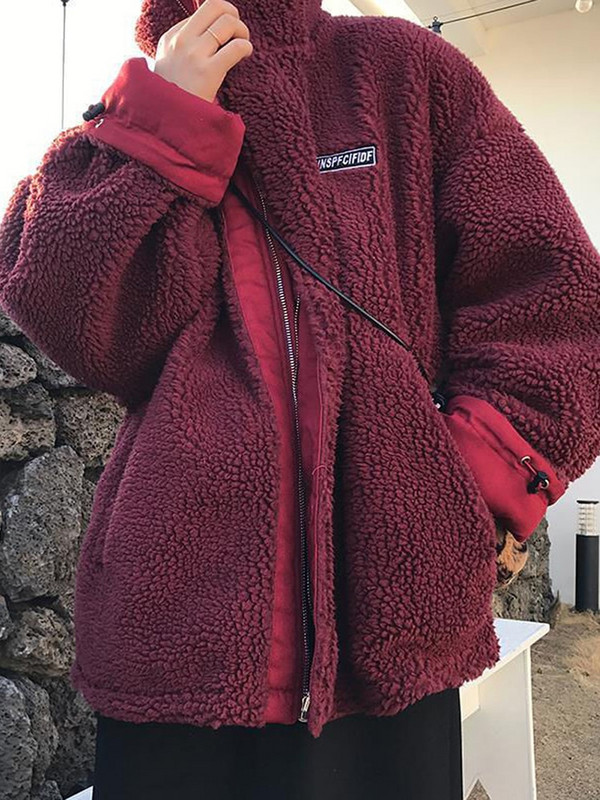 Liela jaka Sieviešu ziemas silts mētelis Sieviešu apģērbs Abas jēra puses samta kokvilnas apģērbi sieviešu modes rāvējslēdzēja augšdaļa Abrigo Mujer