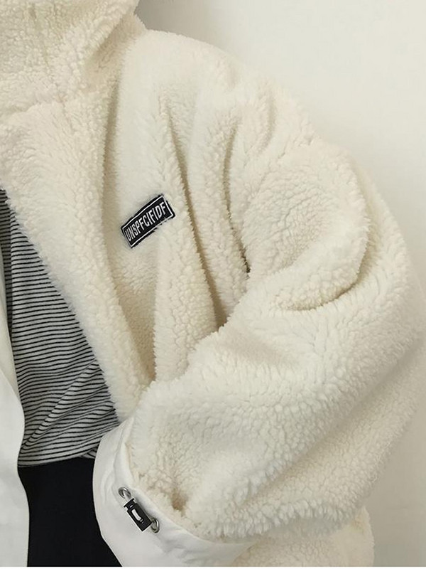 Liela jaka Sieviešu ziemas silts mētelis Sieviešu apģērbs Abas jēra puses samta kokvilnas apģērbi sieviešu modes rāvējslēdzēja augšdaļa Abrigo Mujer