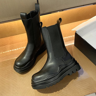 Aphixta 2022 Elastic band Γυναικείες μπότες Χειμερινές μπότες αστραγάλου για γυναίκες με χοντρό τακούνι πλατφόρμα Women INS Hot Chelsea Boots Shoes Woman