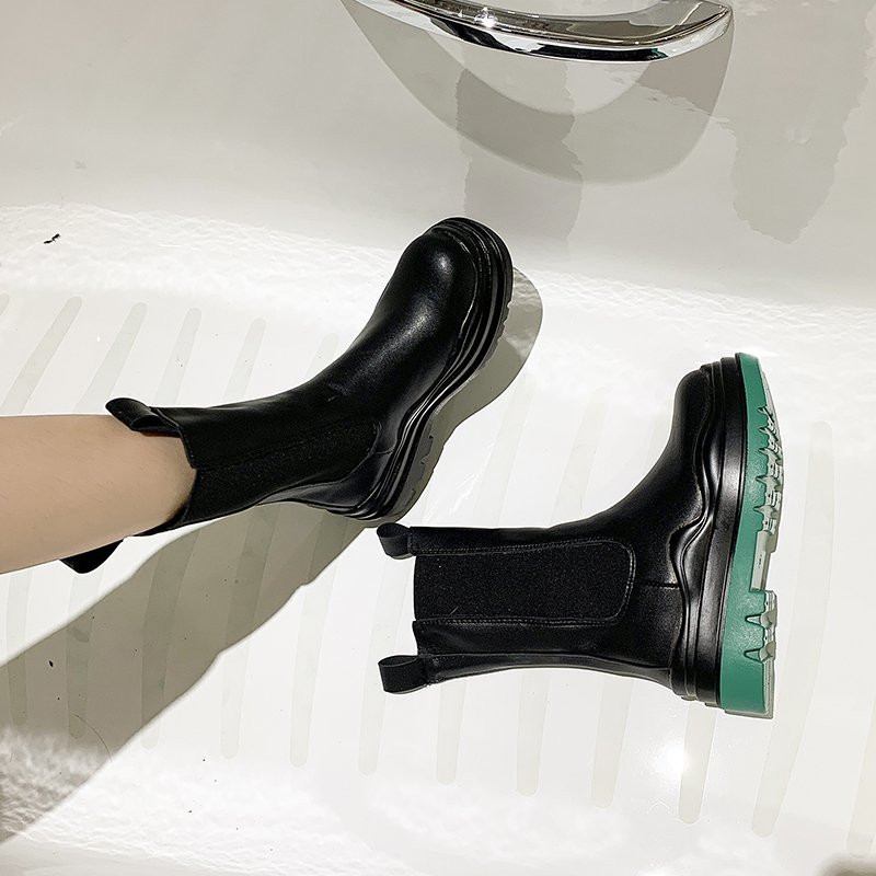 Aphixta 2022 Elastic band Γυναικείες μπότες Χειμερινές μπότες αστραγάλου για γυναίκες με χοντρό τακούνι πλατφόρμα Women INS Hot Chelsea Boots Shoes Woman